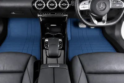Blue car mat in the Minimalist Linear pattern